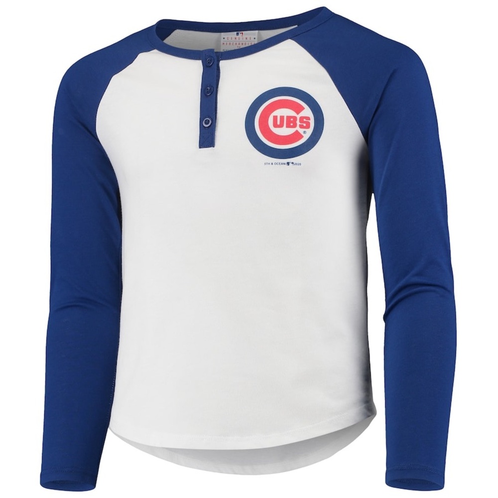 5th & Ocean Chicago Cubs Swing for the Fences Henley Baseball Tee MLB | Girls 12